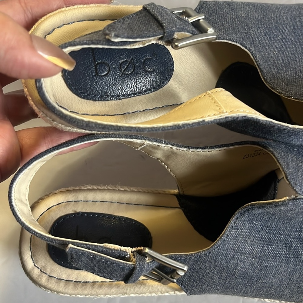 B.O.C. open toe denim wedge sling back sandals - Picture 5 of 10